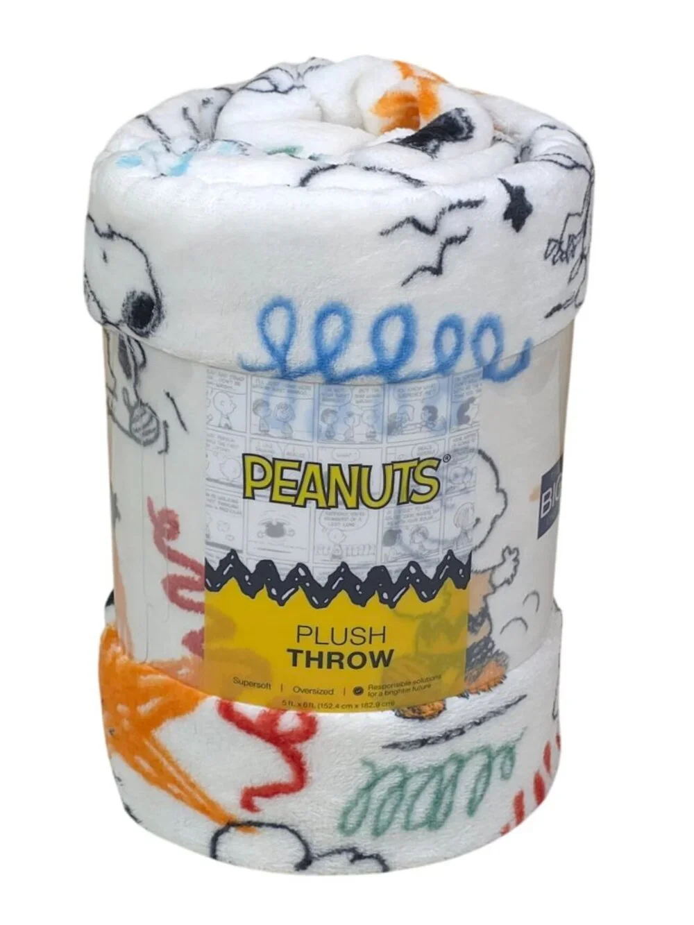 Peanuts Snoopy Oversized Plush Throw Blanket 5 Ft X 6 Ft Cartoon by The Big One